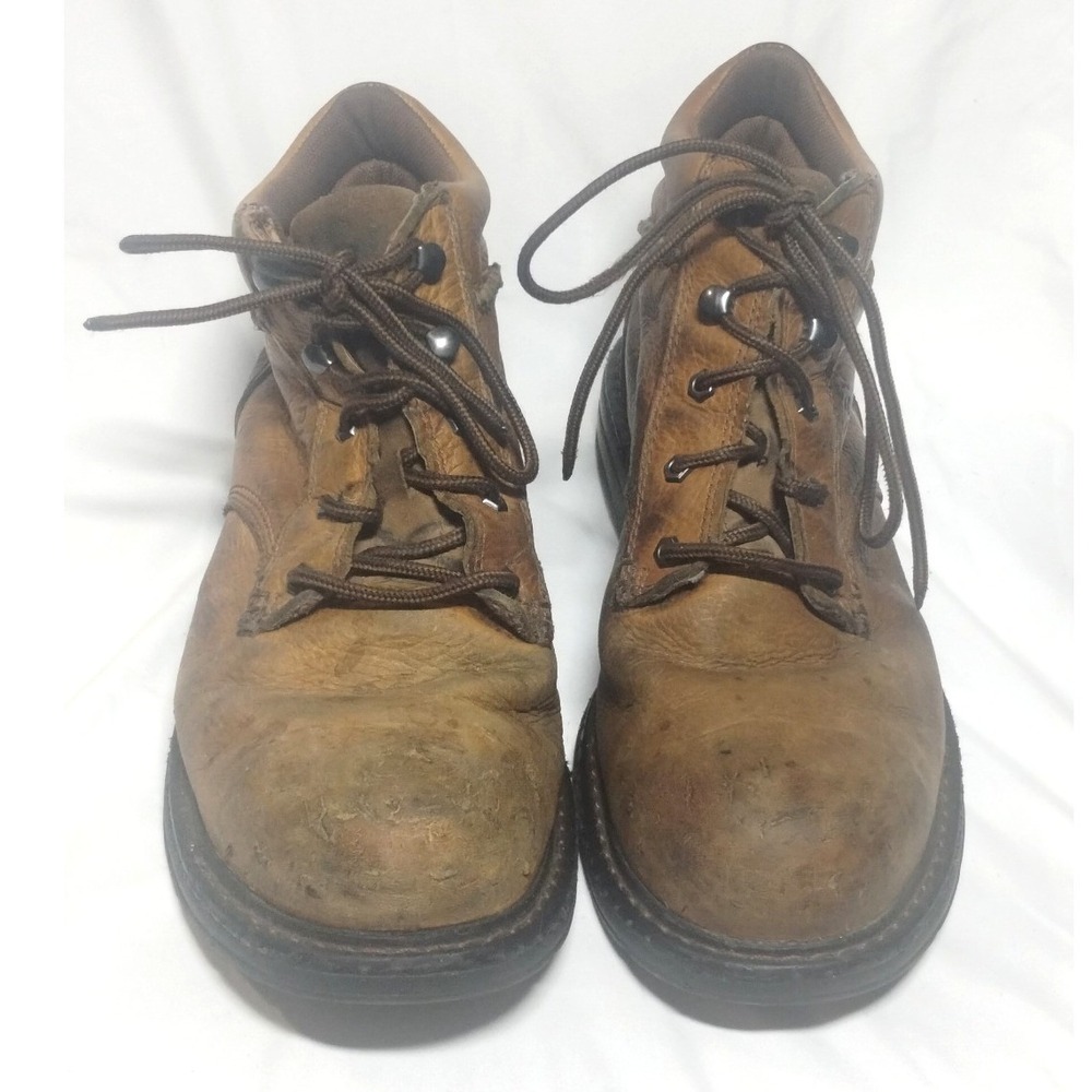 Ariat Mens Brown Leather Lace Up Ankle Work Boots Round Toe Low Heel 11 B
